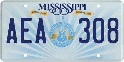 MS license plate AEA308
