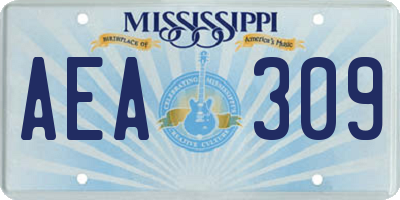 MS license plate AEA309