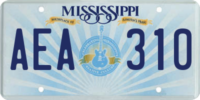 MS license plate AEA310