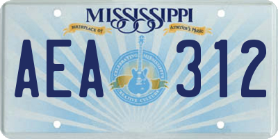 MS license plate AEA312