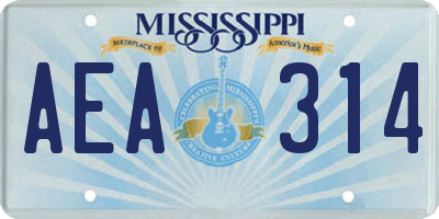 MS license plate AEA314