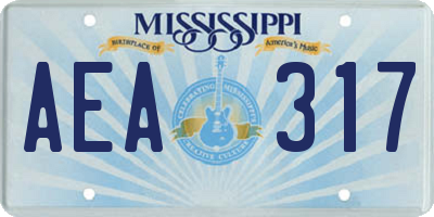 MS license plate AEA317