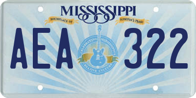 MS license plate AEA322