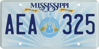 MS license plate AEA325