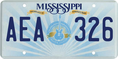 MS license plate AEA326