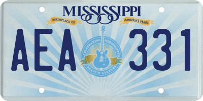 MS license plate AEA331