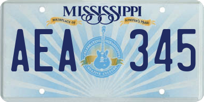 MS license plate AEA345