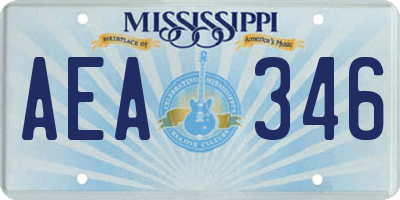 MS license plate AEA346