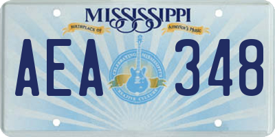 MS license plate AEA348