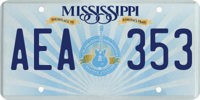 MS license plate AEA353