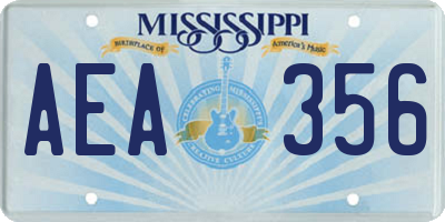 MS license plate AEA356