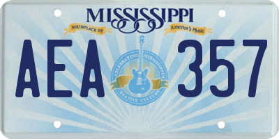 MS license plate AEA357