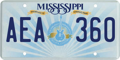MS license plate AEA360