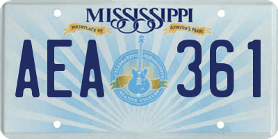 MS license plate AEA361