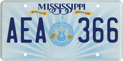 MS license plate AEA366