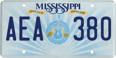 MS license plate AEA380
