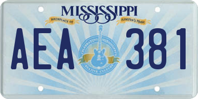 MS license plate AEA381