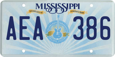 MS license plate AEA386