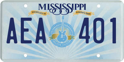 MS license plate AEA401
