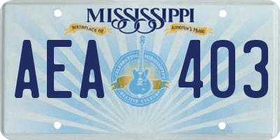 MS license plate AEA403