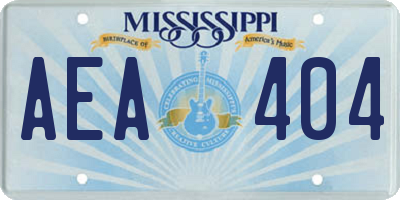 MS license plate AEA404
