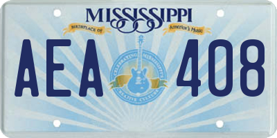 MS license plate AEA408