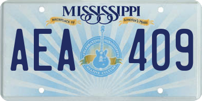 MS license plate AEA409