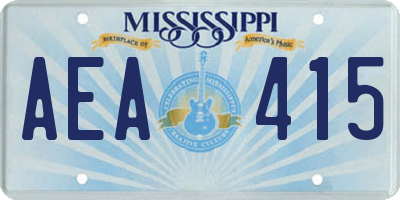 MS license plate AEA415