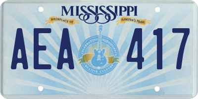 MS license plate AEA417