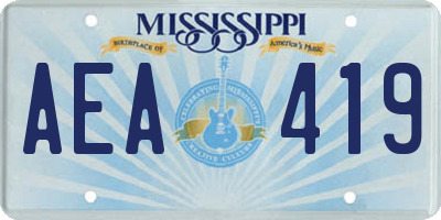 MS license plate AEA419