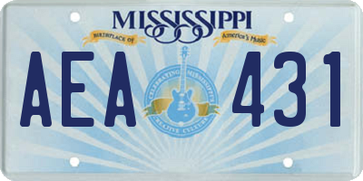 MS license plate AEA431