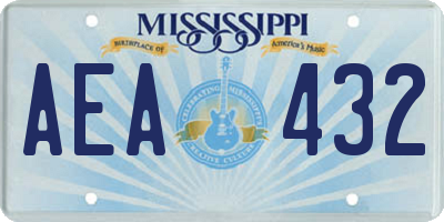 MS license plate AEA432