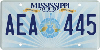 MS license plate AEA445