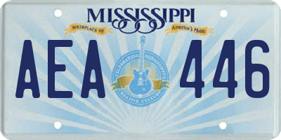 MS license plate AEA446