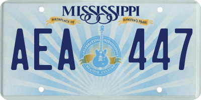 MS license plate AEA447
