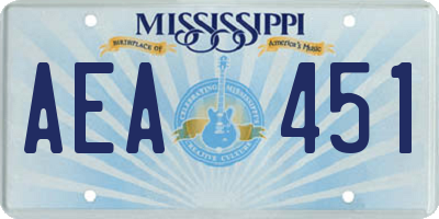 MS license plate AEA451