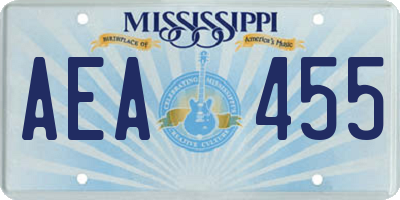 MS license plate AEA455