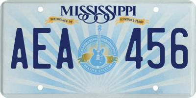 MS license plate AEA456