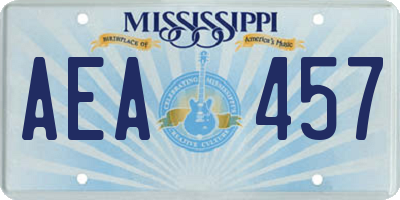 MS license plate AEA457