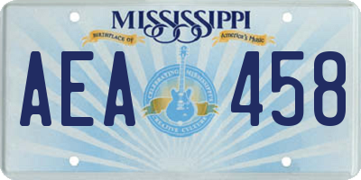 MS license plate AEA458