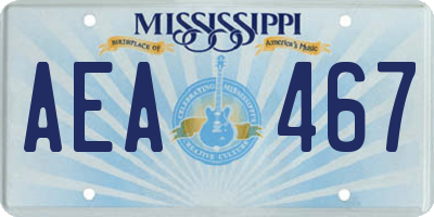 MS license plate AEA467