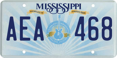 MS license plate AEA468
