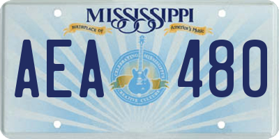 MS license plate AEA480