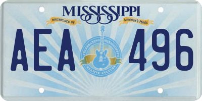 MS license plate AEA496