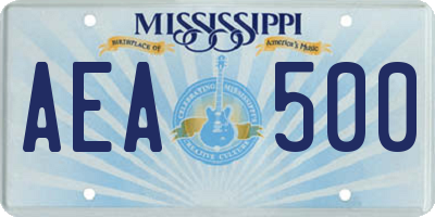 MS license plate AEA500