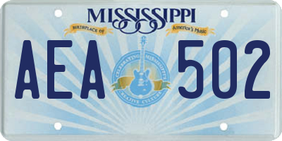 MS license plate AEA502
