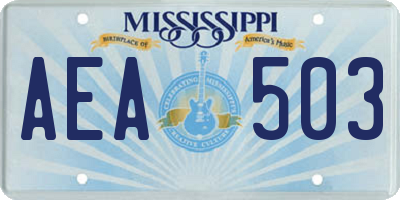 MS license plate AEA503