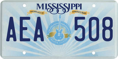 MS license plate AEA508