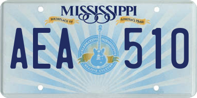 MS license plate AEA510