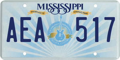 MS license plate AEA517